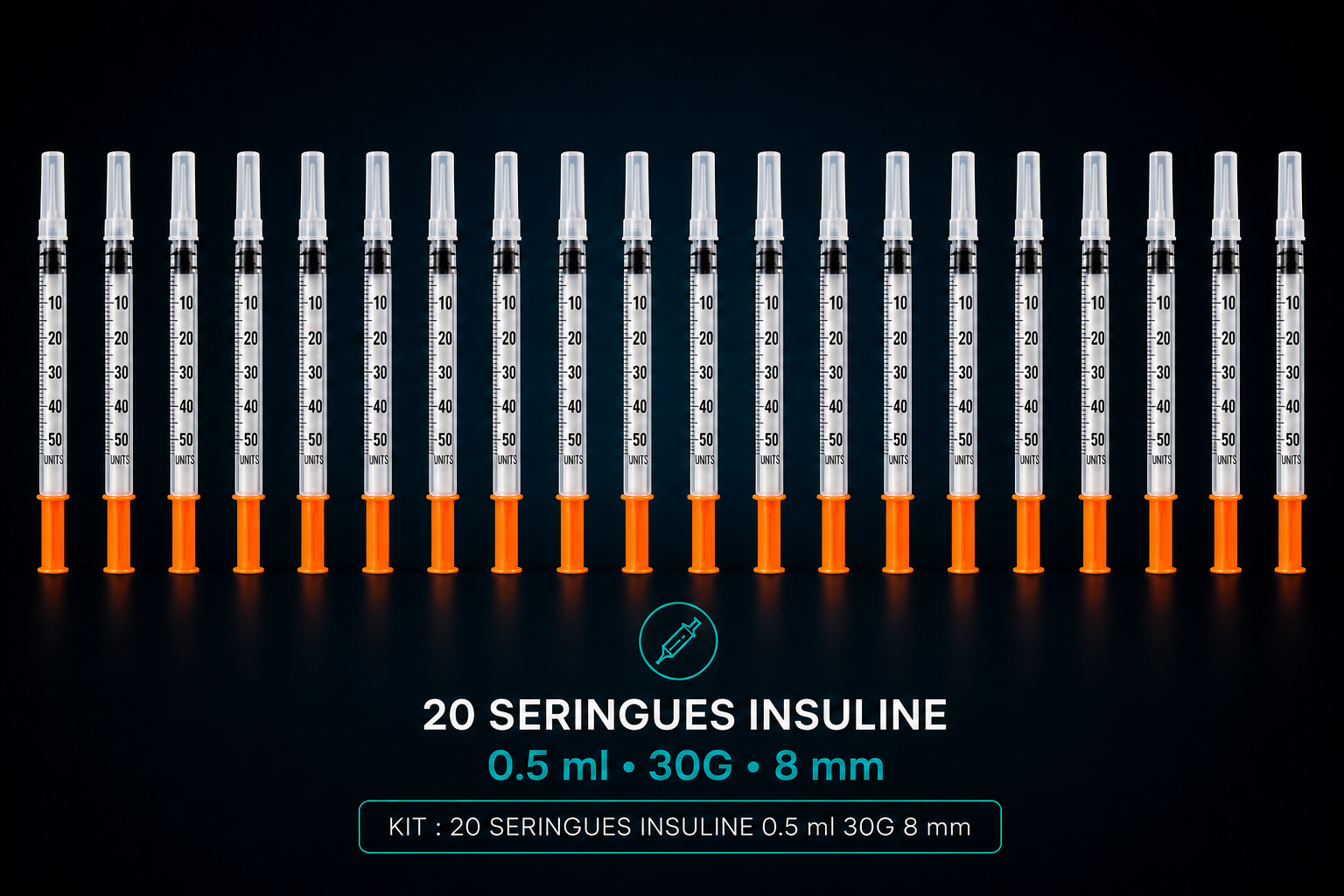 Seringues insuline 0,5 ml 30G 8 mm — Pack de 20
