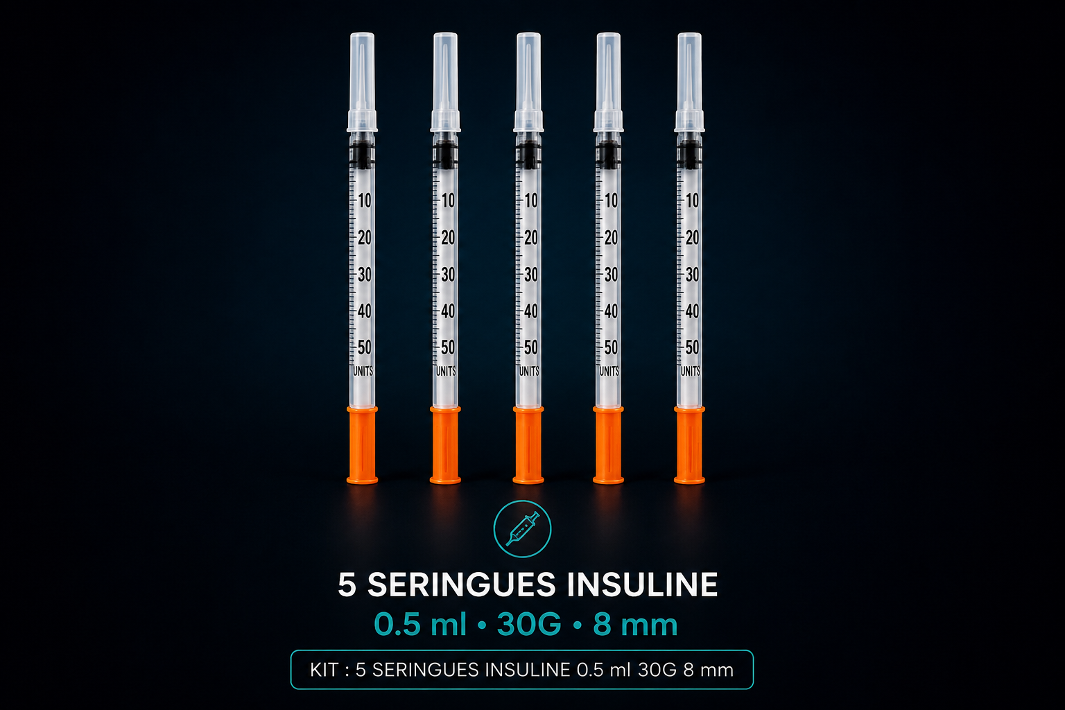 Seringues insuline 0,5 ml 30G 8 mm — Pack de 5